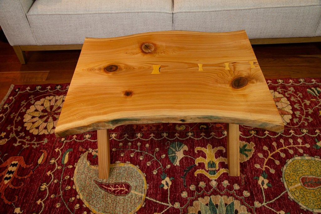 Cedar Live Edge Slab Coffee Table 