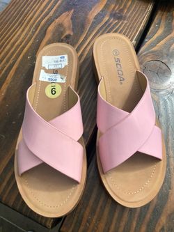 Soda Pink Cross-Strap Slide Sandals Size 9