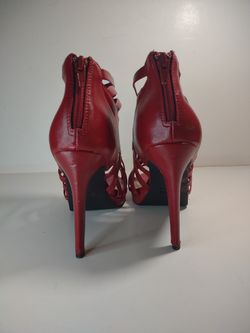 Penny Loves Kenny red strappy open toe stiletto heels size 8.5 Thumbnail