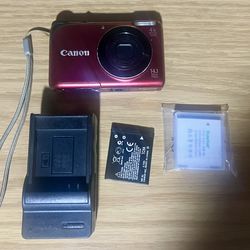 Canon PowerShot A2200 RED Digicam + Battery & Charger | WORKING