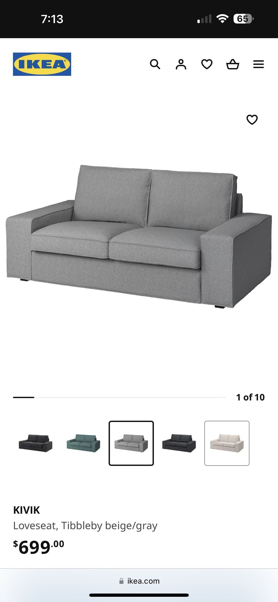 Grey Ikea Kivik Couch