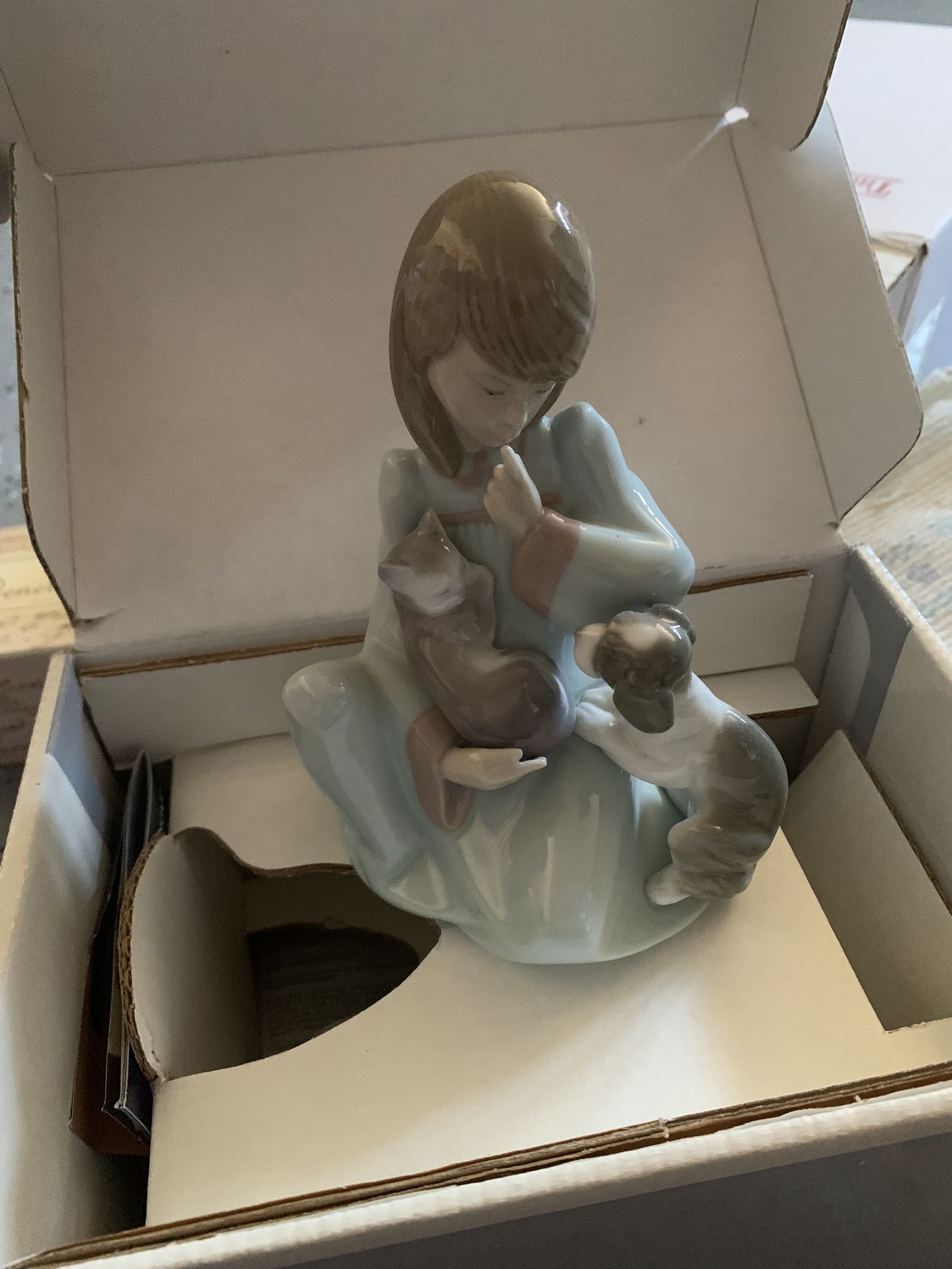 Lladro Girl With Pets Figurine