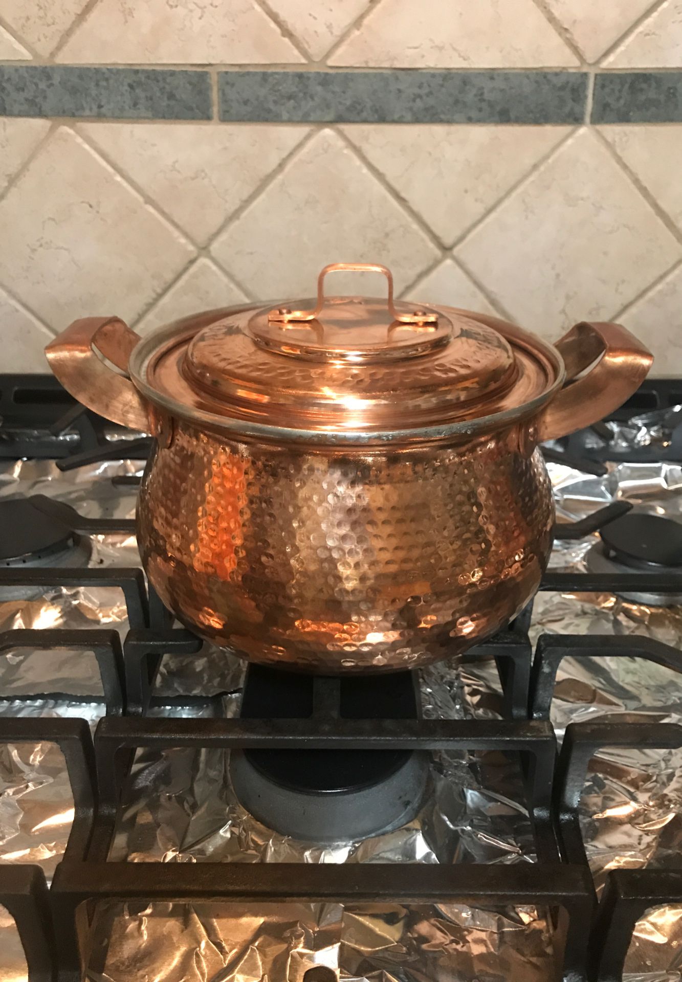 Hand Hammered Copper Pot with Lid