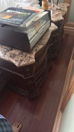 2 Granite top nightstands
