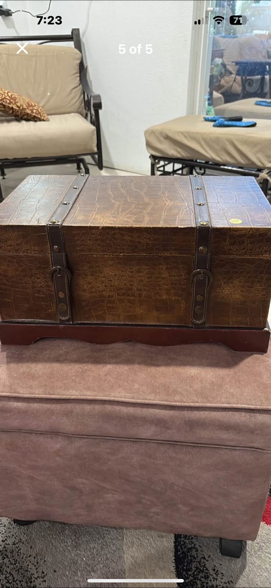 Vintage Style Wooden Storage Trunk with Metal Accents Add a...