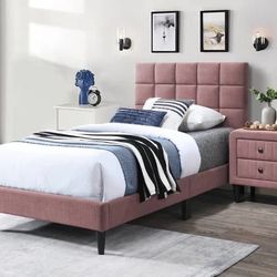 Twin size tufted bed with orthopedic mattress included