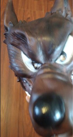 Dark Brown Leather Wolf Mask