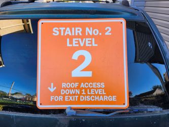 Orange Stairwell Level Sign – Stair No. 2