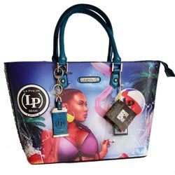 La Philipe Miami Bag Lips Rhinestone Artist LP  Travel Purse Nwt Tote Clutch