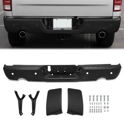 LA Zona Auto Parts 2009 to 2018 Dodge Ram 1500 Rear Black Bumper defensa tracera escalon negra with censor