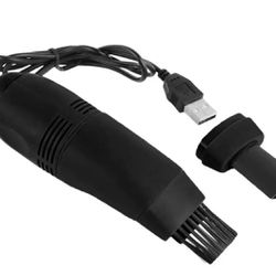 Mini Computer Vacuum USB Keyboard Cleaner PC Laptop Dust Brush (Black)