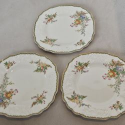 3 Devon Myott Staffordshire England 7.75" Square Salad Plates