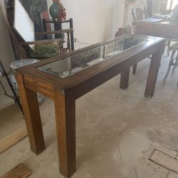 Solid Walnut Beveled Glass Sofa Table