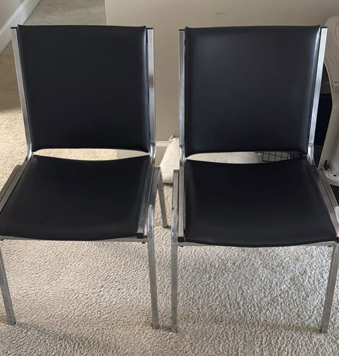 Two Office Or Home Chairs Black Silver Frame