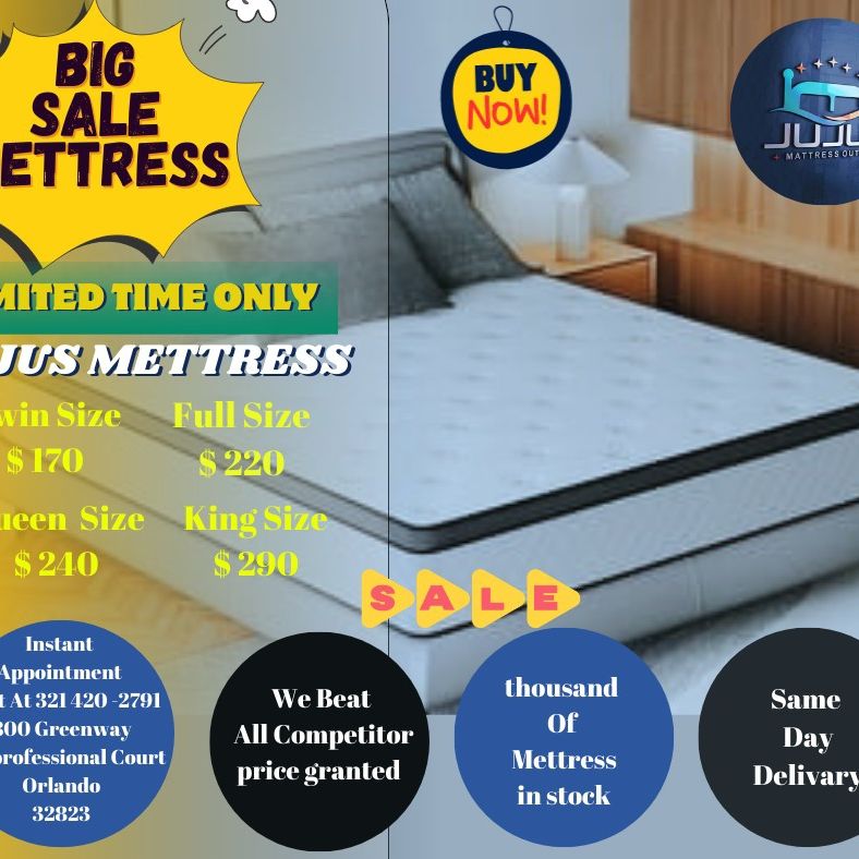 🔥🔥TWIN,FULL,QUEEN AND KING MATTRESS STARTING AT $150‼️A SET BEST PRICE IN TOWN BEST PRICE ON  BRAND NEW PLUSH TOP MATTRESS ORTHOPEDIC 🔥🔥

