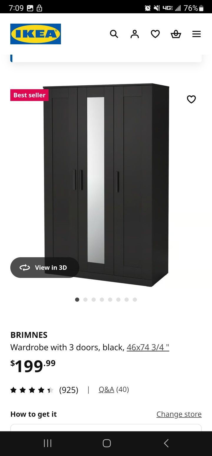 Ikea BRIMNES
Wardrobe with 3 doors