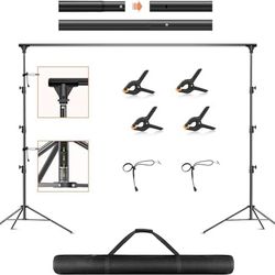 Backdrop Stand 10 x 10ft/3 x 3m, Maxztill Spring CushionedAdjustable Backqround Support System Kit with Carry BaqHeavy Duty Photo Backdrop Stand for P