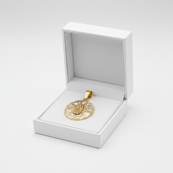 14K Yellow & White Gold "Mis Quince Anos" Diamond Cut Virgin Mary Pendant