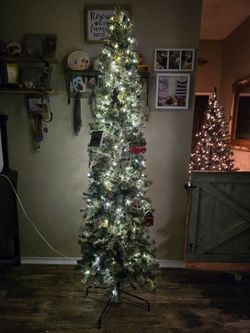7.5 ft prelit flocked pencil Christmas Tree
