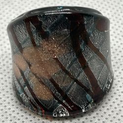 Gorgeous Black, Silver & Gold Toned Acrylic Ring