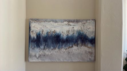 26” x 40” Stretched Canvas Picture - Blue,Gold, white