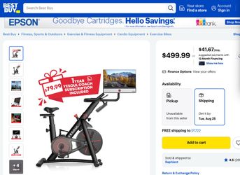 Yesoul - Exercise Bike G1M Plus w/ 1 year unlimit coach subscription, 21.5" HD screen, 6W speakers. real-time data display - Black