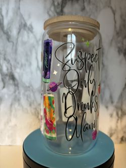 Suspect only drinks alani 16 oz glass cup.