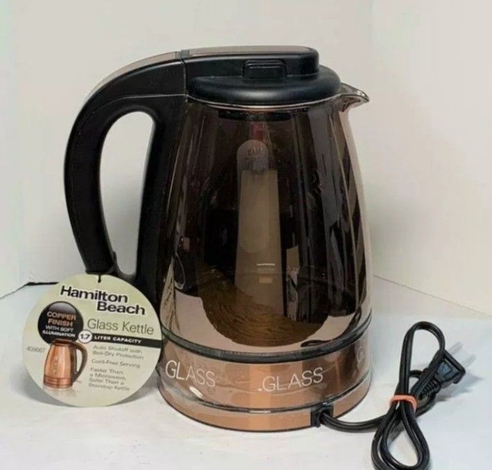 Hamilton Beach Glass 1.7 Liter Electric Kettle, Copper, Glass and