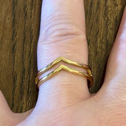 Gold Stainless Steel Double Chevron Style Promise Statement Anniversary Wedding Band Ring Size 9.5