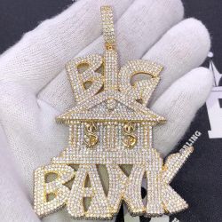 14K Gold over Silver 925 pendant Moissanite