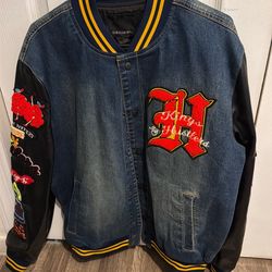 Jean and leather men jacket