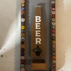 Bottle Opener With Assorted Beer Brand Caps 