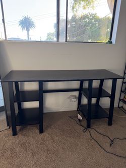 Black Desk with Side Shelves