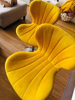 Yellow Suede Barstools