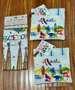 New Kitchen Towel & Pot Holder Set – Alaska + Barcelona