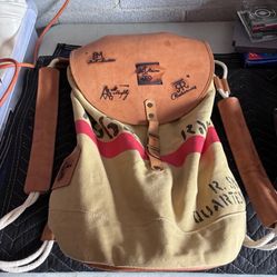 Leather Canvas Vintage Backpack Military Style