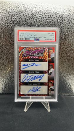(Pop 1!) 2023 Vivid Skenes/Cruz/Jebb Colorful Combos Auto Red Mojo #/8 PSA 9 (Pop 1!)