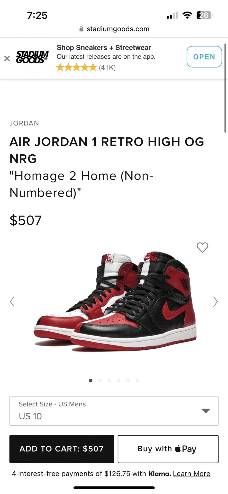 Jordan 1 (NRG) Size 10