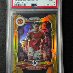 JERSEY # CRISTIANO RONALDO PSA 9 2021 PANINI PRIZM P/L #283 GOLD JERSEY # 07/10