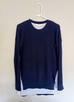 Treasure & Bond Layered Shirttail Sweater Tunic Top Women's Size XS Navy