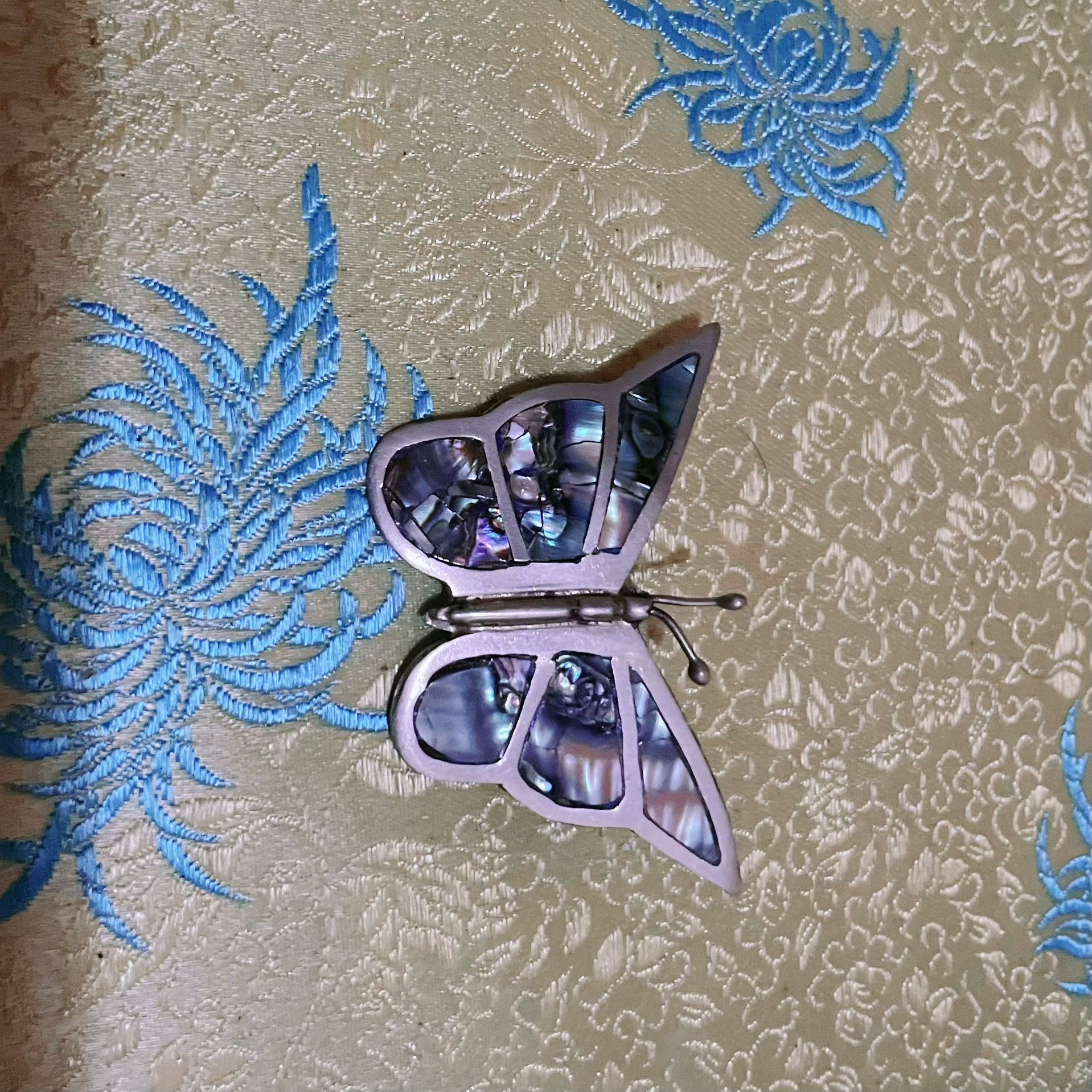 Mexico Sterling Silver Brooch Pin Abalone Butterfly Signed Vintage 925