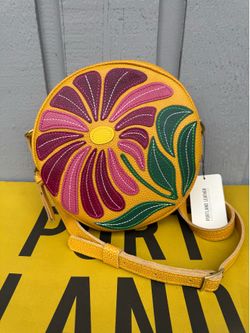 Limited Edition Portland Leather Goods Large Sunshine Wildflower Crossbody