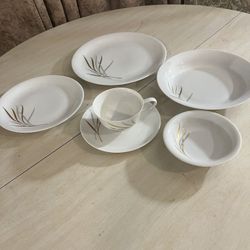 Gold And Silver Trim Dinnerware Set 