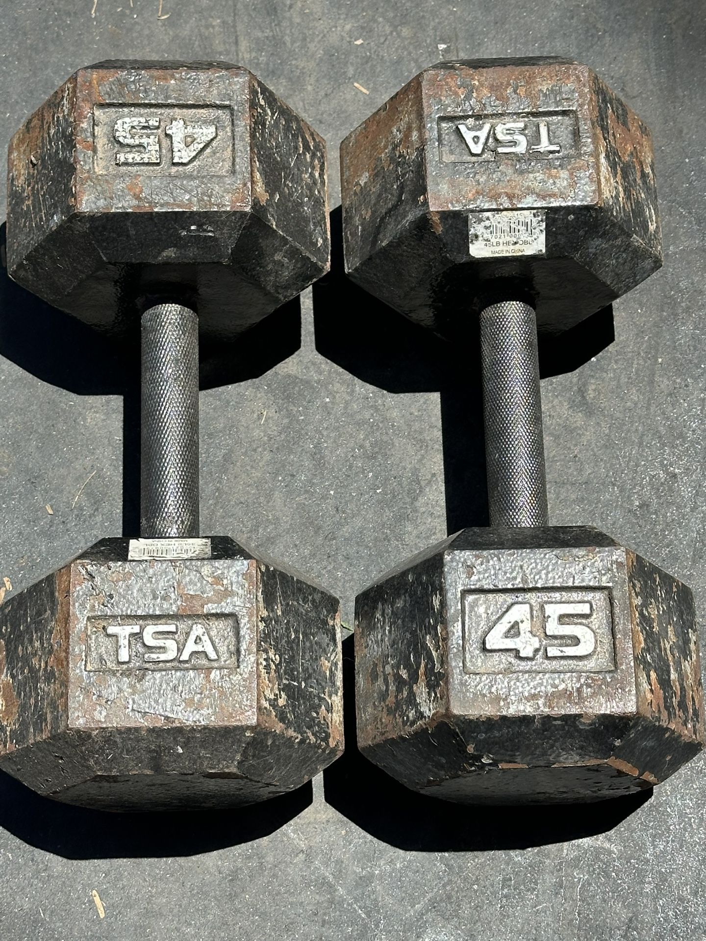 45 Lb Metal Hex Dumbbells
