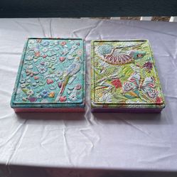 Two Adult Coloring Books With Markers And Pencils