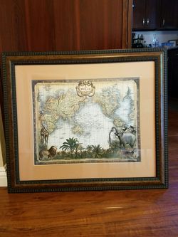 REDUCED: World map framed art