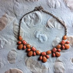 Orange choker Styled Necklace/ chain Is gold