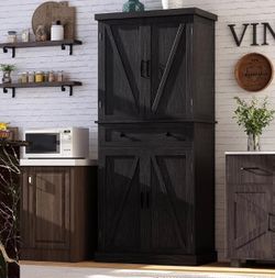 Kitchen Pantry Cabinet, Black