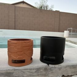 Modern Planters, Pots $8 (for Both) Black, Terracotta