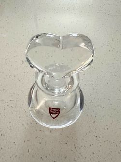 Vintage Orrefors Sweden Crystal Perfume Bottle w/Heart Stopper ❤️